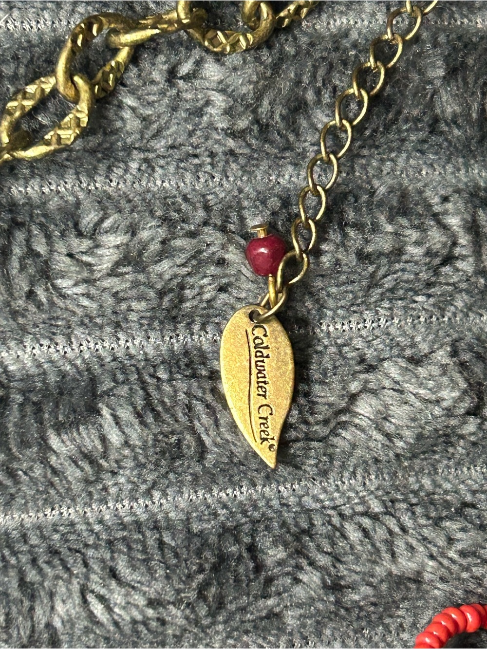 Coldwater Creek Red, Blue, Gold Multistrand Beaded Fringe Necklace - Picture 3 of 9